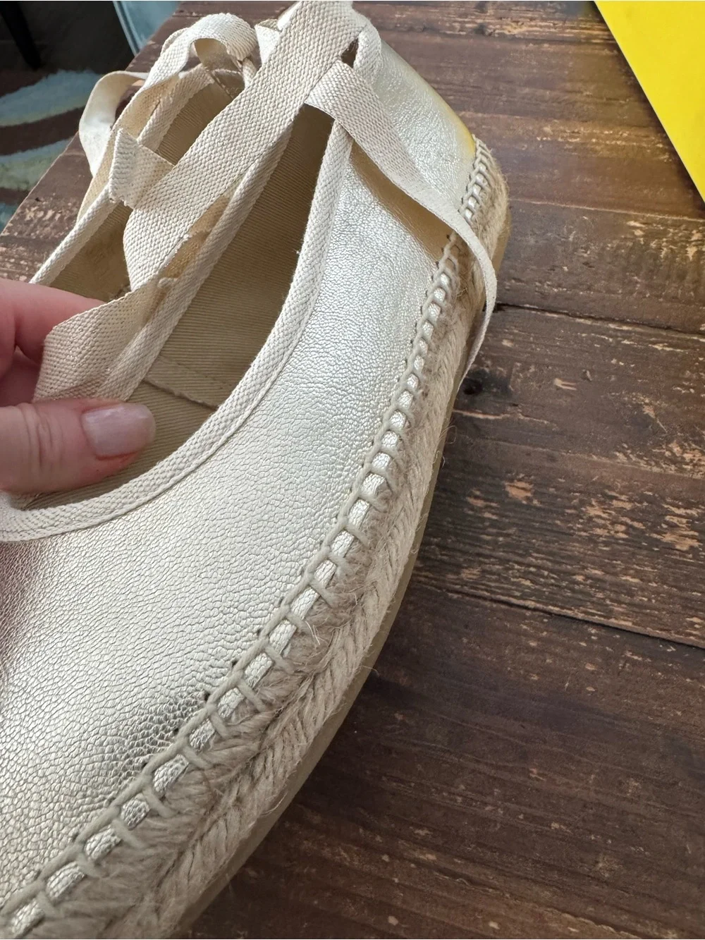 BODEN Ankle Tie Espadrilles/gold foil